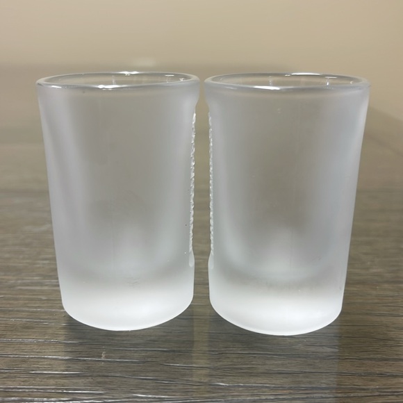 Pair of Embossed Jagermeister Frosted Glass 1 fl. oz Shot Glasses Barware Bar - Picture 5 of 14